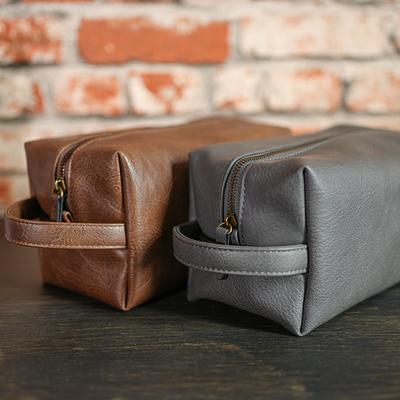 Personalized Groomsmen Gift, Men's Toiletry Bag, Vegan Leather