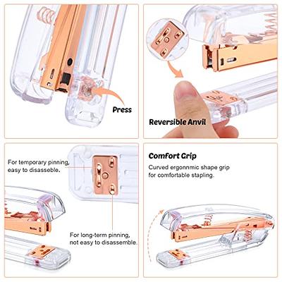 Rose Gold Desk Accessories, Cute Office Supplies Set Included Acrylic  Stapler and Tape Dispenser, Pen Holder, Pen, Phone Holder, Scissors, Binder