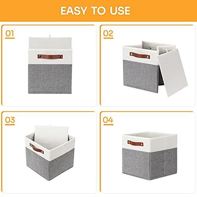 HNZIGE Fabric 11x11 Cube Storage Bins, Set of 4, Foldable Storage Cube Bin  Baskets for Shelves with Handles, Bins for Cube Organizer Home Toy Nursery