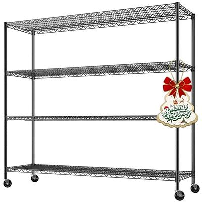 REIBII 55.2''W Storage Shelves 2500LBS Wire Shelving Unit with Wheels Heavy  Duty Metal Shelves for Storage Adjustable Garage Storage Rack Pantry Shelf  Kitchen Shelving, 75.3 H X 55.2''W X 23.6 D 