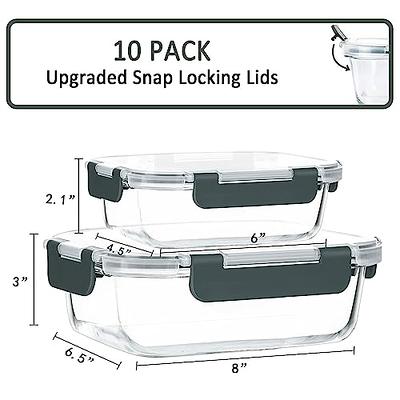 EatNeat 5-Pack of Glass Food Storage Containers with Airtight Snap