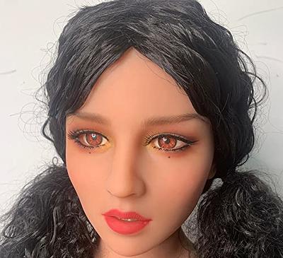  DweiABC TPE Doll Head, Makeup Single Doll Head with Mouth, Eyes  & Wig, Snap or M16 Studs Fixed Connection Doll Accessories, Life-Size Doll  Parts, Light Golden Hair, Green Eyes