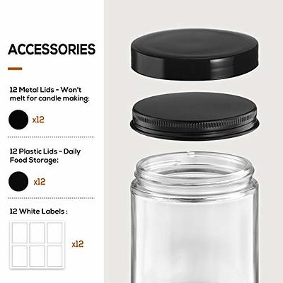 24 Pack, 8 OZ Thick Glass Jars with Metal Lids, Clear round Candle Making  Jars