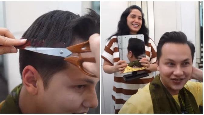 Aksi 5 Artis Cukur Rambut  Suami saat di Rumah Modelnya 