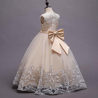 Lady Junior Princess Embroidery Light Champagne Prom Party Dress