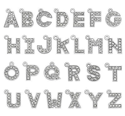 A To Z Individual Alphabet Letter Charms, 8mm Rhinestone Charms