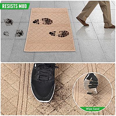 Yimobra Durable Front Door Mats, Heavy Duty Water Absorbent Mud Resistant  Easy Clean Entry Outdoor Indoor Rugs,Non Slip Backing, Exterior Mats for