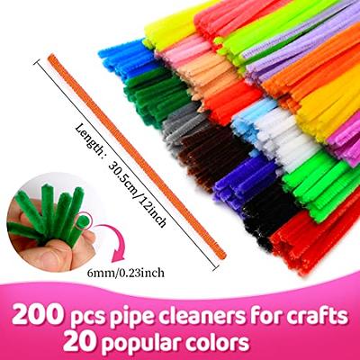 200 PCS Pipe Cleaners Craft Supplies Multi-Color Chenille Stems