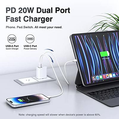  USB C Charger, 20W Fast Charging Block, 2 Port Fast Charger  Block with USB C Power Adapter, PD + Quick Charge 3.0 USB Wall Charger Plug  for iPhone 12/12 Mini/Pro Max/11/iPad