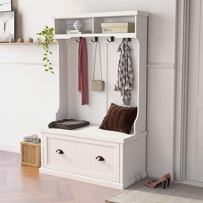 Entryway 4-tier Shoe Shelf with Drawers, Coat Rack, One Set Entryway Shoe  Rack with Storage and Hooks - Yahoo Shopping