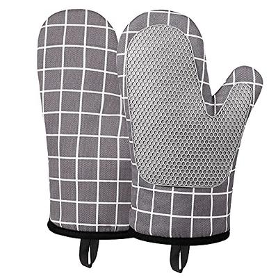 Neoprene Mini Oven Mitts, 2 Pack Short Oven Mitts 500 Degree Heat Resistant  Gloves Potholder to Protect Hands with Non-Slip Grip Surfaces and Hanging