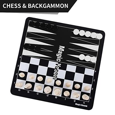 Luoyer 3-in-1 Chess Backgammon Checkers Set 11 inch Wooden Chess Checkers Board Game with Folding Carrying Case Travel Chess Set for Adults