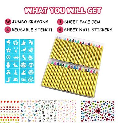 Face Paint Crayons for Kids, 36 Makeup Sticks & 36 Stencils, Professtional  Face Painting kit for