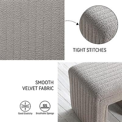 Get Set Style Vanity Stool Chair,Modern Boucle Ottoman Foot Stool with  Wooden Legs Sofa Bench Footstool Extra Seat for Vanity,Makeup Room,Living