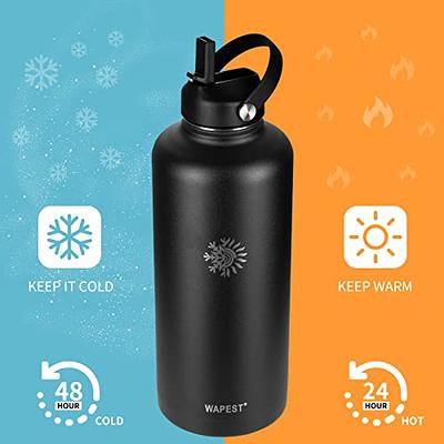 Water Bottle, 40 oz Insulated Water Bottle (Cold for 48 Hrs, Hot for 24  Hrs) - Vacuum Insulated Stainless Steel Water Bottle with Straw & Handle  Lid 