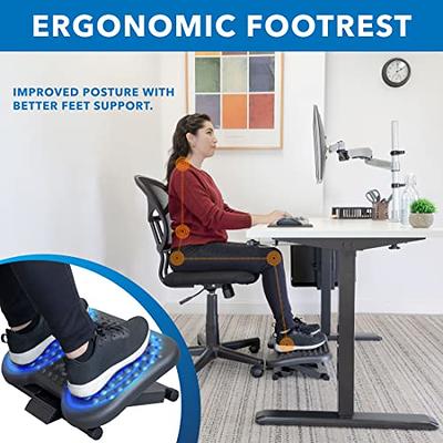 Footrest Under Desk - Adjustable Foot Rest with Massage Texture and Roller,  Ergonomic Foot Rest with 3 Height Position, 30 Degree Tilt Angle