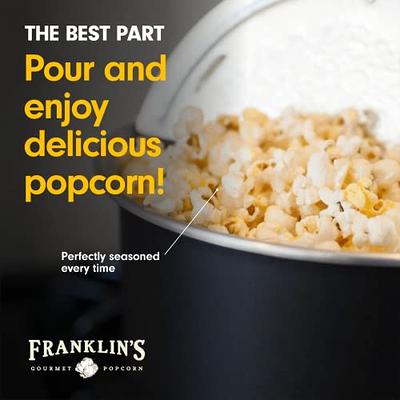 Franklin's Gourmet Popcorn - Movie Night Bundles - StovePop Popcorn Maker, 28 oz Classic Corn Kernels, 19 oz Butter Flavored Salt, 30 oz Butter