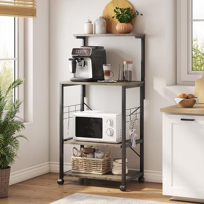 4-Tier Kitchen Microwave Storage Rack with Metal Shelves - Costway