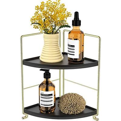 Dyiom Kitchen Spice Rack Standing Shelf, 2-Tier Corner Storage Shelf,  Bathroom Countertop Organizer, Gold - Yahoo Shopping