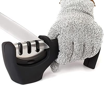 Zulay Kitchen 3 Stage Knife Sharpener & Cut - Resistant Glove