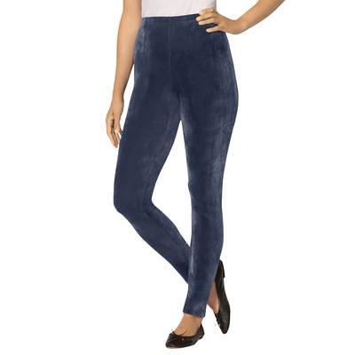 YOURS Plus Size Navy Blue Velour Leggings