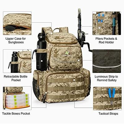 N NEVO RHINO Fishing Tackle Backpack with Rod Holders, 4 Tackle Boxes, 40L  Large Storage Waterproof Fishing Bag for Fishing
