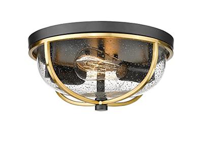 Venice Black And Gold Ceiling Light - Brass Flush Ceiling Light - Black And  Gold Flush Mount Ceiling Light 