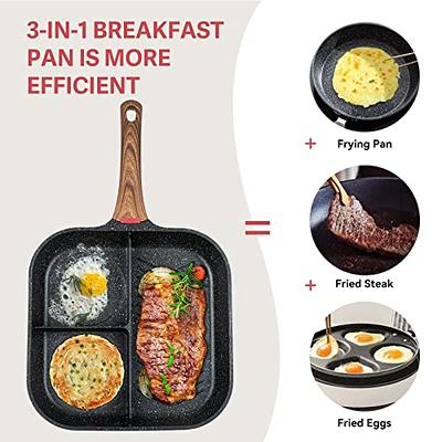 Thickened Nonstick Divided Breakfast Grill Pans 3 in 1 Steak