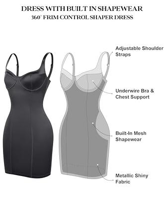 Popilush Shaper Dress Bodycon Sunmmer Midi Dress Built in Shapewear Bra  Sleeveless casual Slip Dress for Women