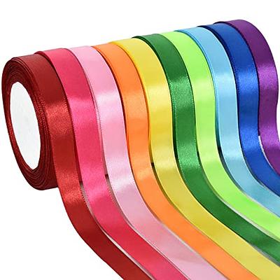 Ewaymado Solid Color Hot Pink Double Faced Satin Ribbon 2 x 50 Yards, Fabric Ribbons Perfect for Wedding and Party Decoration,Gift Wrapping, Sewing