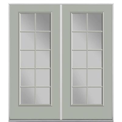 Masonite 72 in. x 80 in. Willow Wood Steel Prehung Right-Hand Inswing 10-Lite Clear Glass Patio Door Without Brickmold