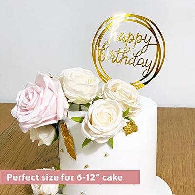 Happy Birthday Glitter Cake Topper, Birthday Party Decorations Ideas,  Sturdy Doubled Sided Glitter, Acrylic Stick (Gold)