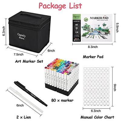 chfine Art Marker Set - 80 Colors Dual Tip Permanent Sketch Markers - Ideal  for Artists Adults Kids Drawing Coloring Crafts Gifts with Carry Case for