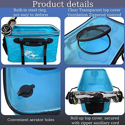 Transparent Top Cover Fishing Bucket, Foldable Fish Bait Bucket,  Multifunctional Minnow Bucket, Live Fish Container, Fish Protection Bucket,  Outdoor Camping Fishing Bag. (Blue, 6 Gallon) - Yahoo Shopping