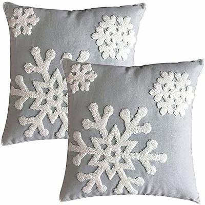 Elife Soft Square Christmas Snowflake Home Decorative Canvas Cotton  Embroidery Throw Pillow Covers 18x18 Cushion Covers Pillowcases for Sofa  Bed Chair (1 Pair, Grey) - Yahoo Shopping