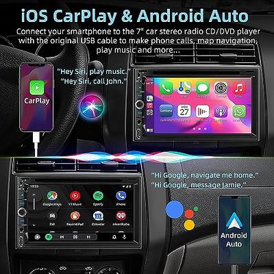 Double Din Car Stereo with CD/DVD Player, CarPlay & Android Auto, 7 Inch HD  Touchscreen Car Radio with Bluetooth, Backup Camera, Mirror Link, SWC,  Subwoofer, USB/TF/AUX Input, AM/FM - Yahoo Shopping