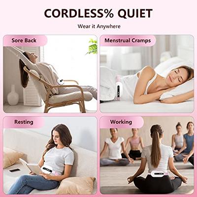 Cordless Heating Pad for Back Pain - Heated Back Wrap, Battery Operated  Back Massager with Heat with 3 Adjustable Heating and Massage Modes, Heated