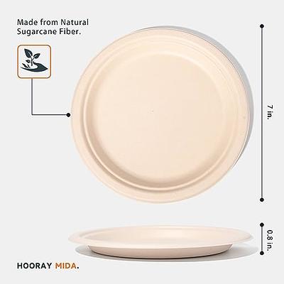 FOCUSLINE 150pcs Compostable Heavy Duty Paper Plates Set Includes