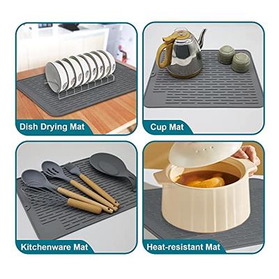 Silicone Dish Drying Mat Multiple Usage Heat-resistant Silicone Mat Grey  16x12