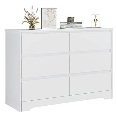 HOSTACK 5 Drawer Dresser with Door, White Storage Cabinet with Drawers and  Shelves, Wide Wood Dresser, Modern Chest of Drawers Organizers for Living