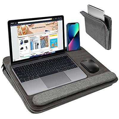 LORYERGO Adjustable Laptop Desk with Cushion, Mouse Pad & Cellphone Slot -  Laptop Stand for Bed & Couch, Riser for Home & Office