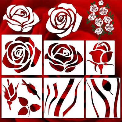 Blooming Flowers Stencil 11.7x8.3 Inch Classic Wild Flowers Border Painting  Template Reusable Stencil for Painting on Walls Furniture DIY Crafts Wood  Wall Home Decoration 