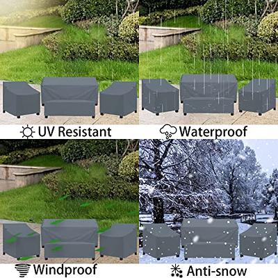 4-piece Outdoor Veranda Patio Garden Furniture Cover Set with Durable and  Water Resistant Fabric (Grey)
