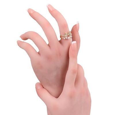 Nail Hand Practice Silicone Female Mannequin Life Size Hand As Sketch Nail Practice Hands Jewelry Ring Glove Watch Display with Nail 18cm 1 Pair, L