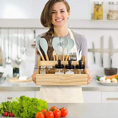 Farmhouse Kitchen Utensil Holder Large Utensil Organizer - Utensils Holders Crock with Sturdy Rustic Farmhouse Countertop Decor, Utensil Storage Caddy