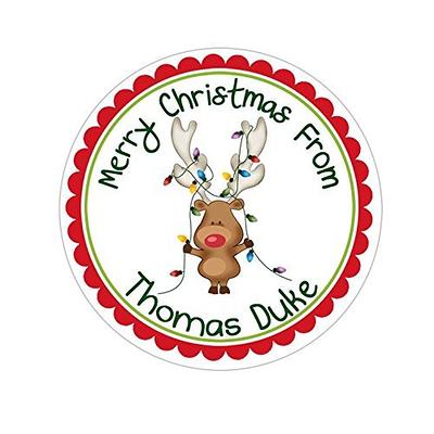 Personalized Christmas Gift Stickers - Round Merry Labels Custom Holiday  Tags - Yahoo Shopping