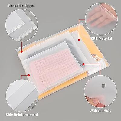 100pcs Storage Saving Space Clothes Bags Frosted Plastic Zip-lock Garment  Bags Travel Seal Storage Bags With Vent Holes