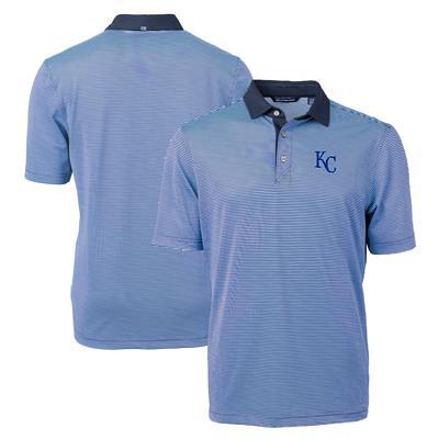 Kansas City Royals Cutter & Buck Virtue Eco Pique Micro Stripe Recycled Polo  - Light Blue/Navy