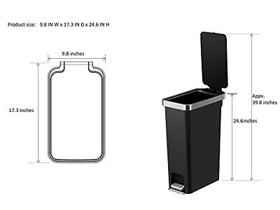 Slim Trash Can, Stainless Steel Trash Can 10.5 Gallon