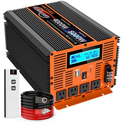 LVYUAN 2000 Watts 4000 Watts Pure Sine Wave Power Inverter DC 24V to AC  110V 120V Truck Converter Adapter 